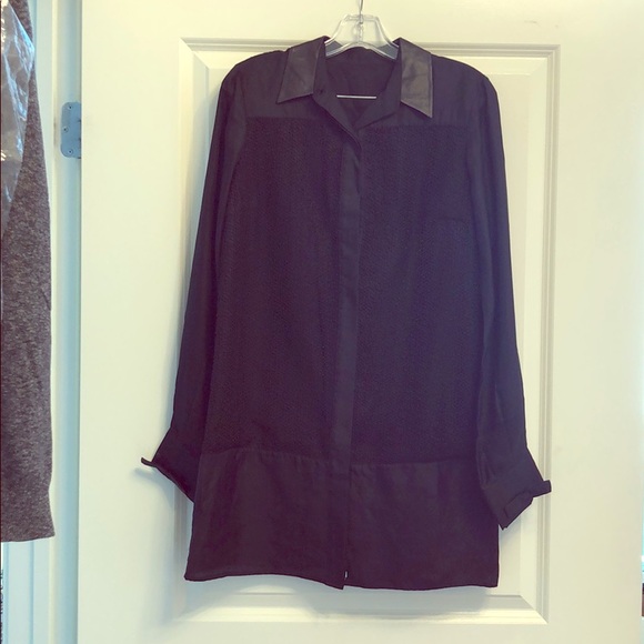 GRACE MMXIII SILK,CROCHET,FAUX LEATHER SHIRT DRESS - Picture 1 of 4